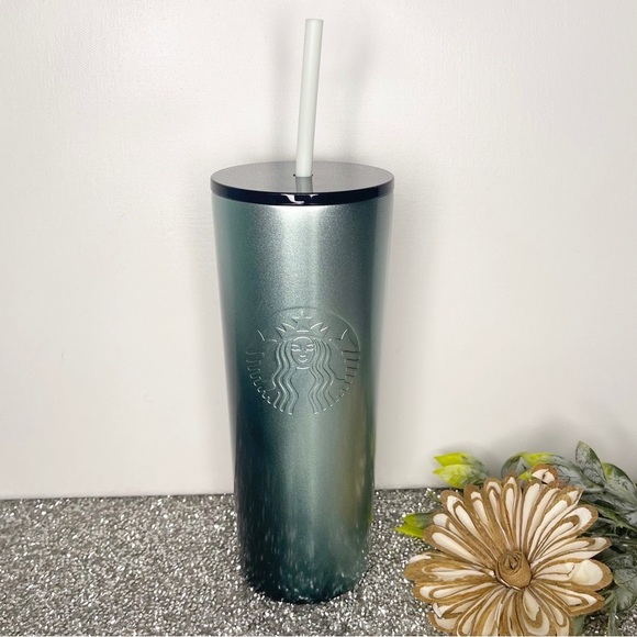 Starbucks Stainless Steel Cold Cup Teal Green Gradient Siren 16oz Nwt - Picture 2 of 4